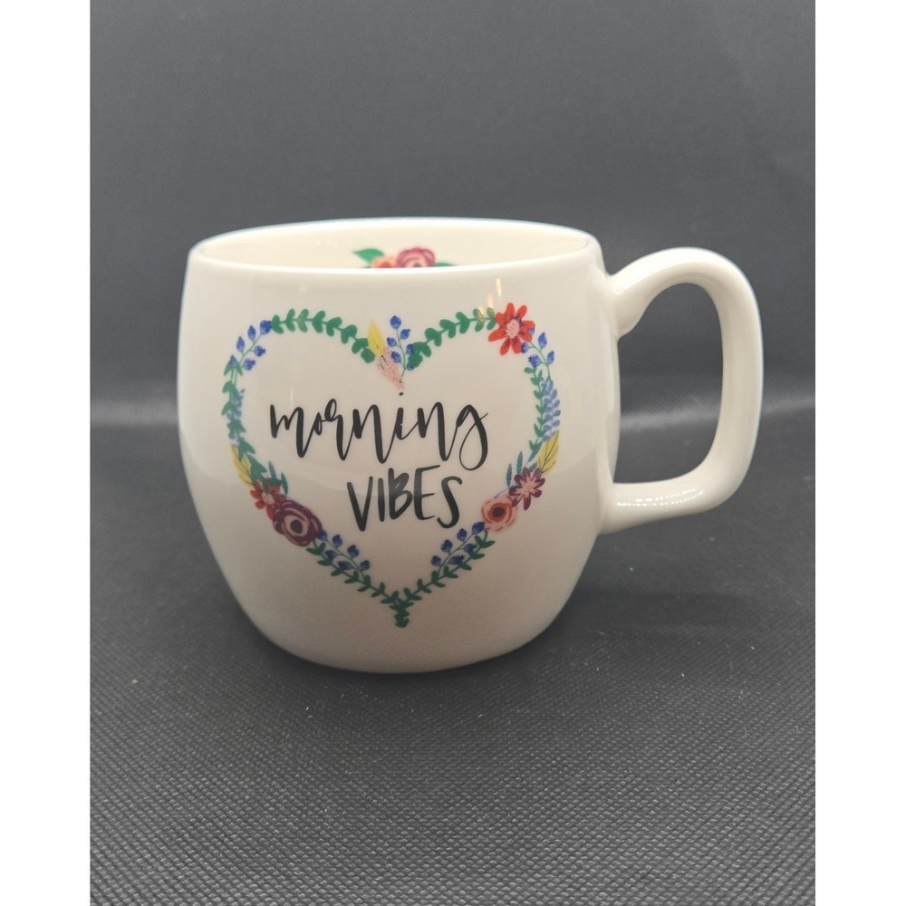 Opalhouse Morning Vibes Porcelain Coffee Mug Floral Heart Wreath White 14oz